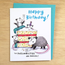 Load image into Gallery viewer, Possibilities Are Endless Opossum Happy Birthday Possum Card
