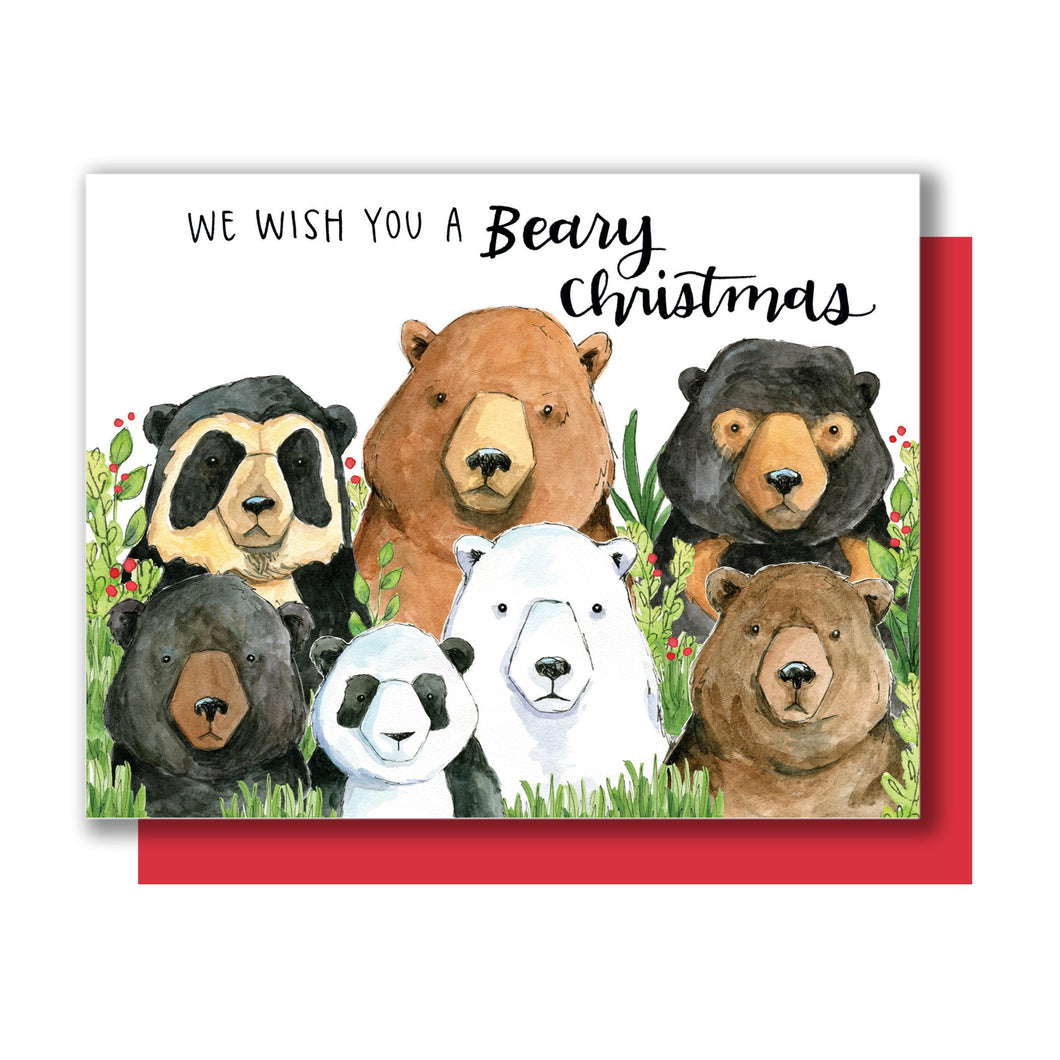 We Wish You A Beary Christmas Cute Bears Merry Christmas Card