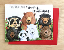 Load image into Gallery viewer, We Wish You A Beary Christmas Cute Bears Merry Christmas Card
