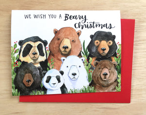 We Wish You A Beary Christmas Cute Bears Merry Christmas Card