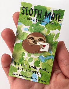 Sloth Mail Snail Mail Letter Hard Enamel Pin