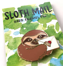 Load image into Gallery viewer, Sloth Mail Snail Mail Letter Hard Enamel Pin
