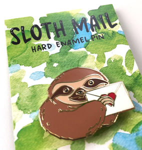 Sloth Mail Snail Mail Letter Hard Enamel Pin