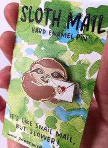 Sloth Mail Snail Mail Letter Hard Enamel Pin