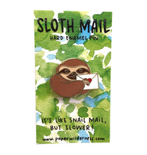 Load image into Gallery viewer, Sloth Mail Snail Mail Letter Hard Enamel Pin
