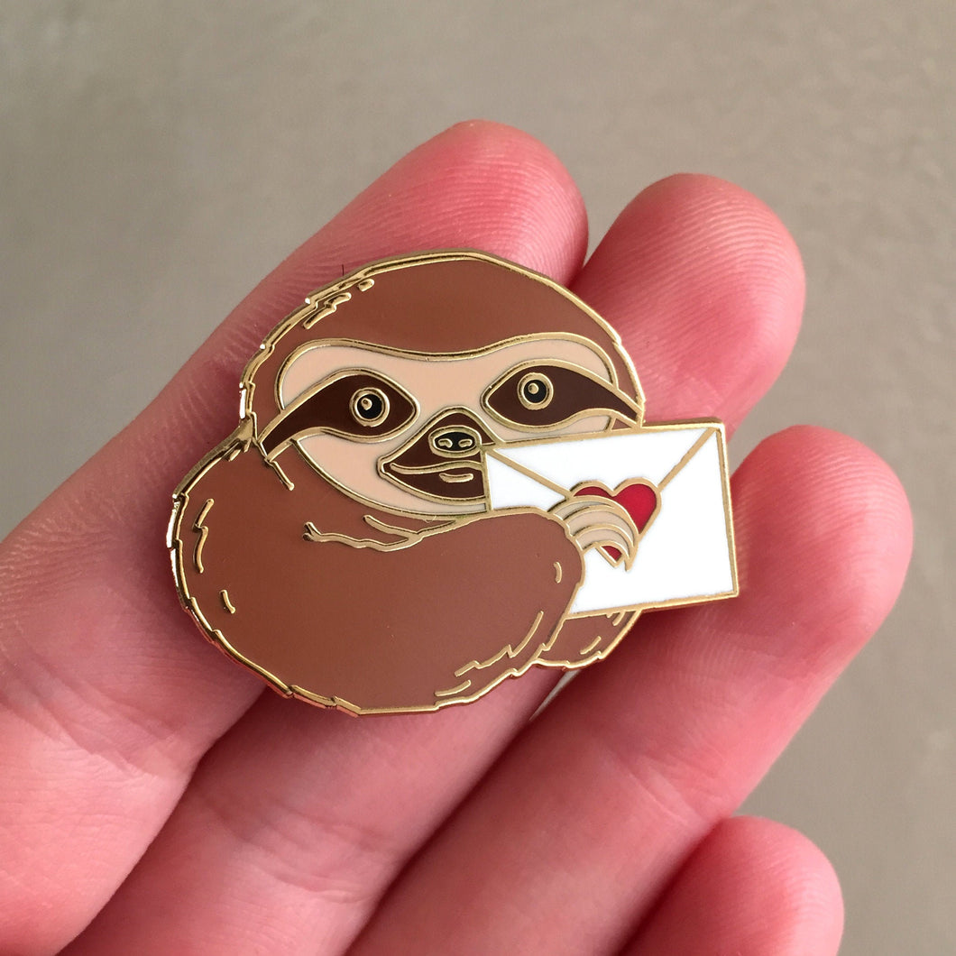 Sloth Mail Snail Mail Letter Hard Enamel Pin