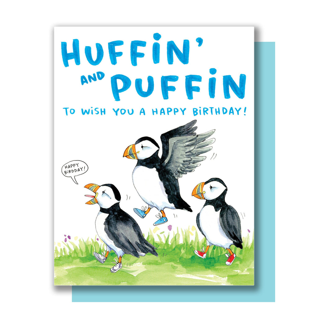 Huffin' and Puffin Bird Happy Birthday Card