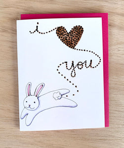 I Love You Bunny Poop Heart Love Card