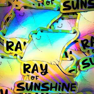 Holographic Vinyl Die Cut Ray Of Sunshine Sting Ray Durable Sticker