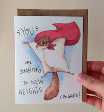 Load image into Gallery viewer, You Are Soaring To New Heights Congrats Flying Squirrel Card
