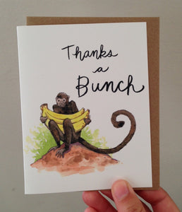 Thanks A Bunch Monkey And Bananas Thank You Card