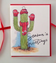 Load image into Gallery viewer, Season&#39;s Greetings Christmas Cactus Card
