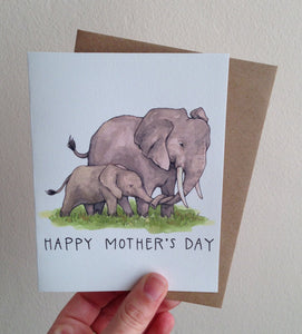 Happy Mother's Day Mom And Baby Elephant Mother's Day Card