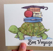 Load image into Gallery viewer, Bon Voyage Moving Turtle With Luggage Card
