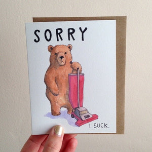 Sorry I Suck Bear Vacuum I'm Sorry Apology Card