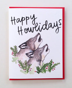 Happy Howlidays Wolves Howling Christmas Card