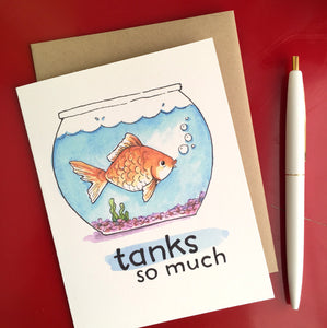 Tanks So Much Thank You Goldfish Thanks Fish Tank Card