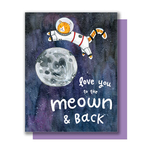 Love You To the Moon and Back Cat Astronaut Card