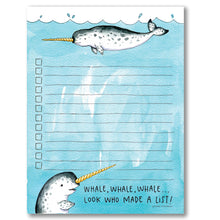 Load image into Gallery viewer, Narwhal Notepad Checklist Whale List Pad Notes
