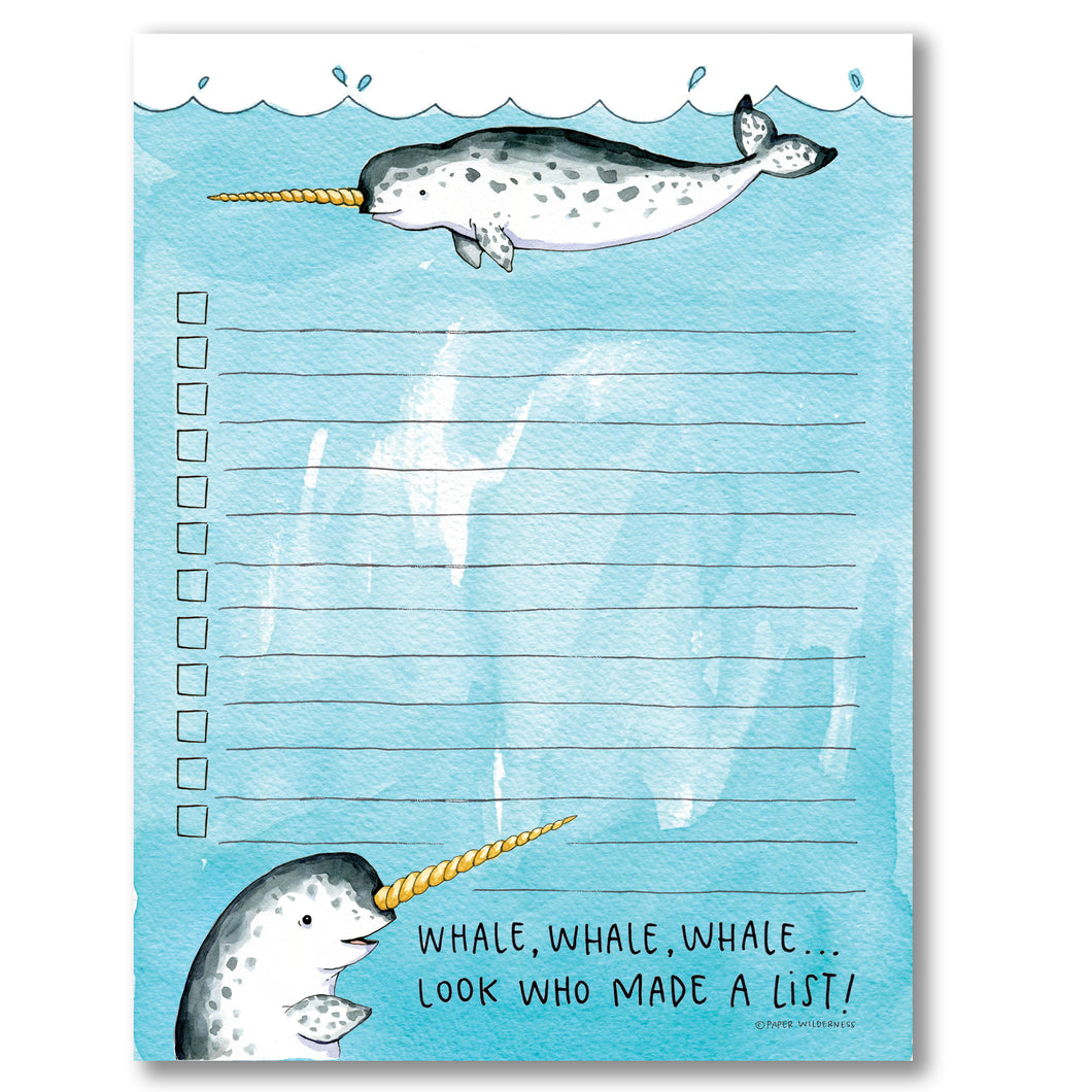 Narwhal Notepad Checklist Whale List Pad Notes