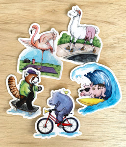 Surfing Pig Vinyl Die Cut Weatherproof Sticker