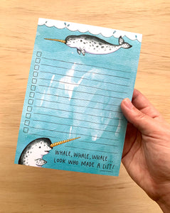 Narwhal Notepad Checklist Whale List Pad Notes