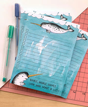 Load image into Gallery viewer, Narwhal Notepad Checklist Whale List Pad Notes
