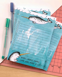 Narwhal Notepad Checklist Whale List Pad Notes