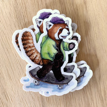 Load image into Gallery viewer, Red Panda Skateboarder Vinyl Die Cut Weatherproof Sticker
