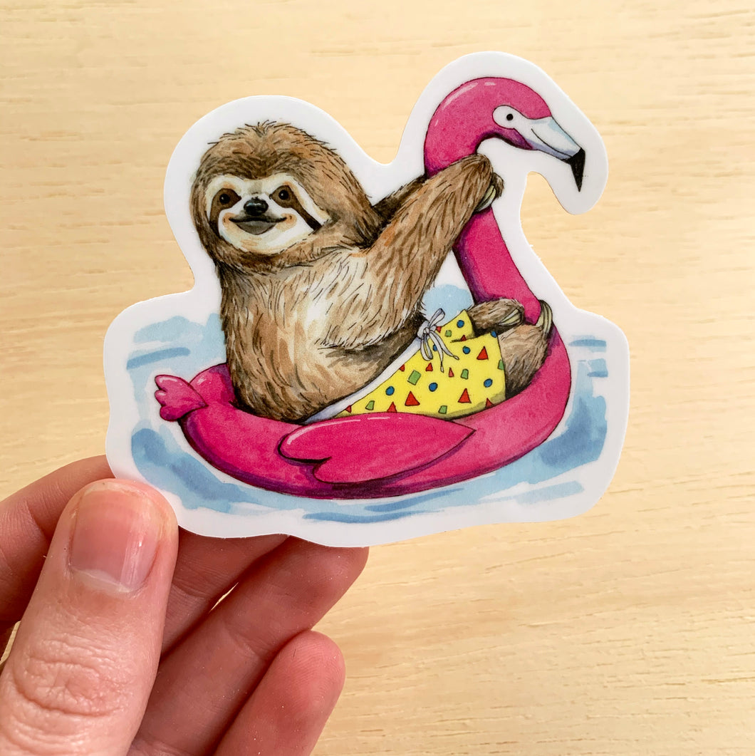 Swimsuit Sloth Vinyl Die Cut Weatherproof Sticker