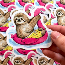 Load image into Gallery viewer, Swimsuit Sloth Vinyl Die Cut Weatherproof Sticker
