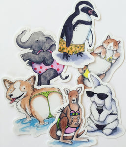 Cat Swimsuit Vinyl Die Cut Weatherproof Sticker