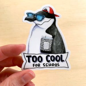 Too Cool Penguin Vinyl Die Cut Weatherproof Sticker