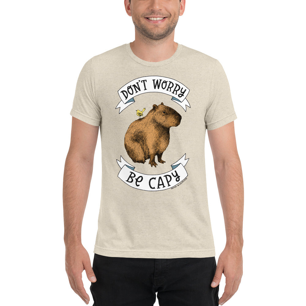 Don't Worry Be Capy short sleeve tri-blend t-shirt